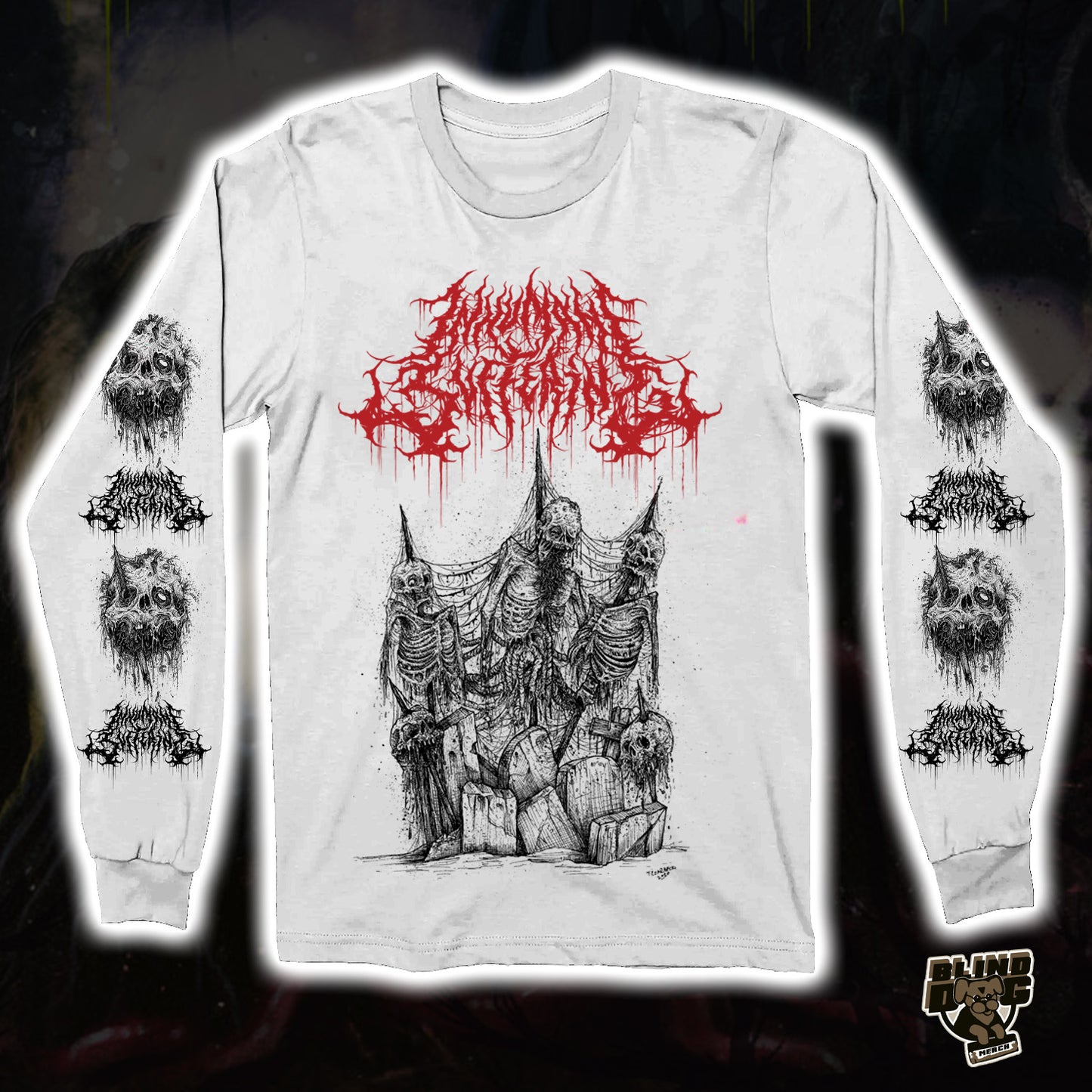 Inhumane Suffering - Crypts 'White' (Long Sleeve T-Shirt)