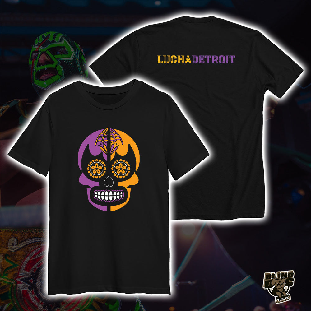 Lucha Detroit - Skull PurpleOrange (T-Shirt)