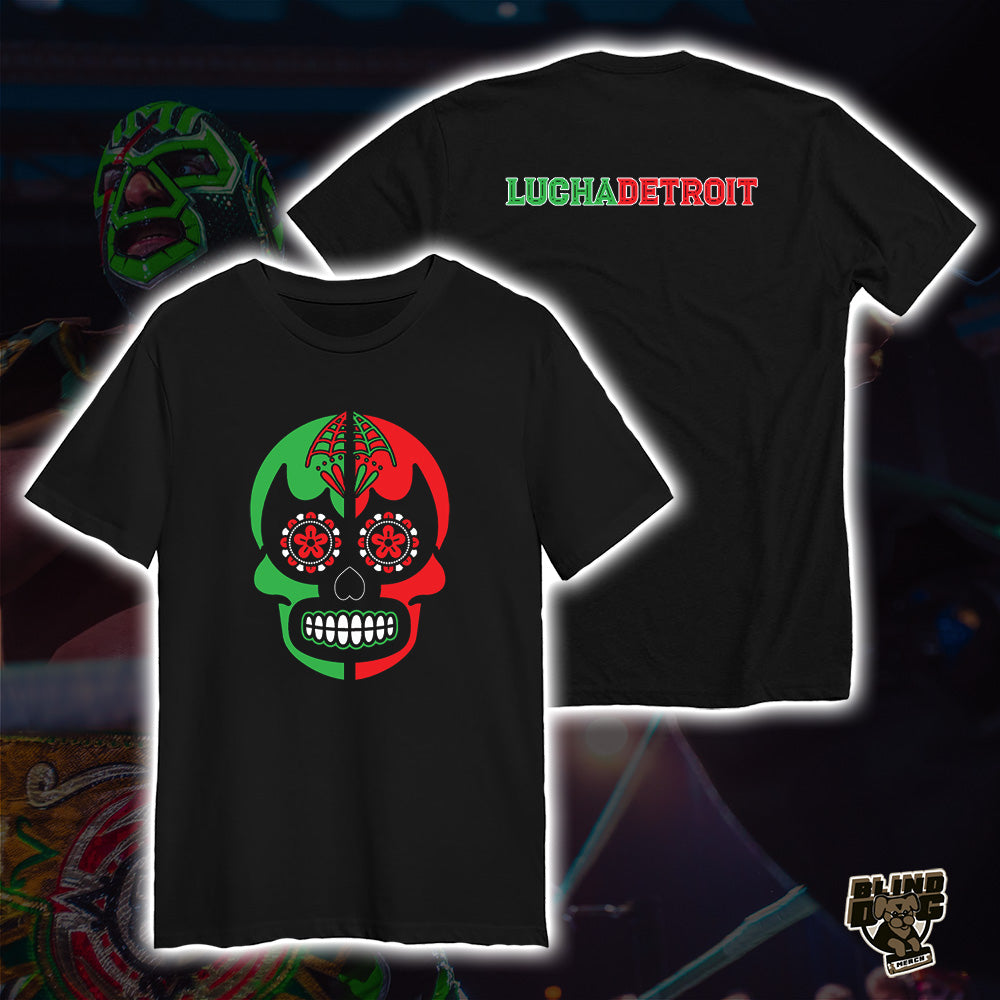 Lucha Detroit - Skull RedGreen (T-Shirt)